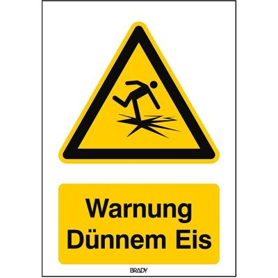 Brady, Sicherheitskennzeichnung, W/W043/DE351/PE-297X420-1, ISO Sicherheitskennzeichnung - Warnung Dünnem Eis Brady, Sicherheitskennzeichnung, W/W043/DE351/PE-297X420-1, ISO Sicherheitskennzeichnung - Warnung Dünnem Eis