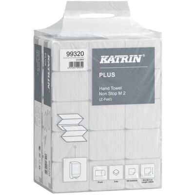 Katrin, Toilettenpapier, Usorteret Ręczniki papierowe ark,, Plus, 2 lag, biały, 203mmx240mm, pudełko po 2400 sztuk Katrin, Toilettenpapier, Usorteret Ręczniki papierowe ark,, Plus, 2 lag, biały, 203mmx240mm, pudełko po 2400 sztuk