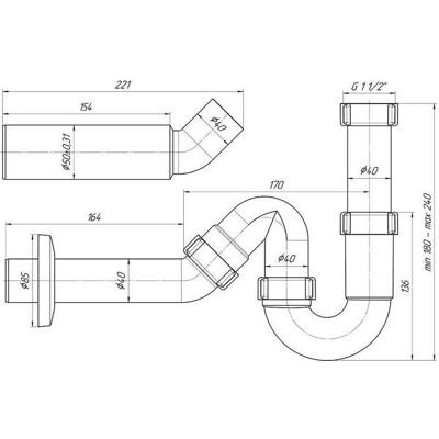 Ani Plast, Siphon, Spülbeckensiphon (Röhrensiphon, 1/2") Ani Plast, Siphon, Spülbeckensiphon (Röhrensiphon, 1/2")