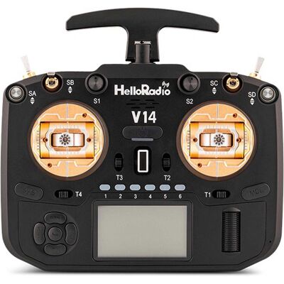 HelloRadio V14 MAX R9 OLED 2,4GHz 4in1 LBT M2 Fernsteuerung schwarz, gold HelloRadio V14 MAX R9 OLED 2,4GHz 4in1 LBT M2 Fernsteuerung schwarz, gold