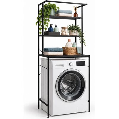 Relaxdays Waschmaschinenregal, Waschmaschinenschrank, Schwarz Relaxdays Waschmaschinenregal, Waschmaschinenschrank, Schwarz