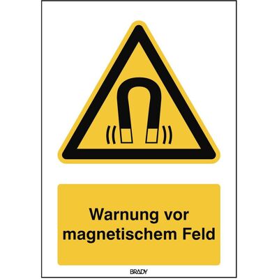 Brady, Sicherheitskennzeichnung, B-862, Toughwash-Warnschild, W006 - Warnung vor magnetischem Feld, Polyester, Schwarz und Ge Brady, Sicherheitskennzeichnung, B-862, Toughwash-Warnschild, W006 - Warnung vor magnetischem Feld, Polyester, Schwarz und Ge