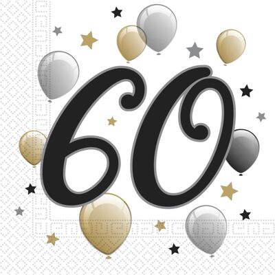 Magni, Servietten, Milestone 60 Jahre (20 Stk., 33 x 33 cm) Magni, Servietten, Milestone 60 Jahre (20 Stk., 33 x 33 cm)