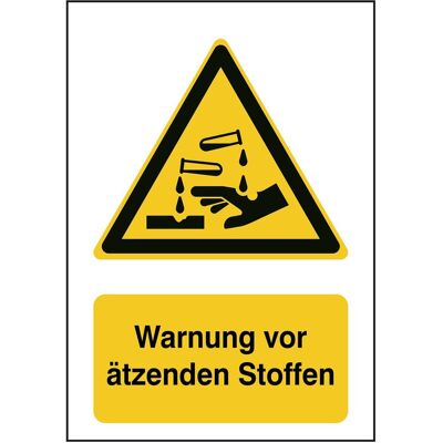 Brady, Sicherheitskennzeichnung, B-862, Toughwash-Warnschild, W023 - Warnung vor ätzenden Stoffen, Polyester, Schwarz und Gel Brady, Sicherheitskennzeichnung, B-862, Toughwash-Warnschild, W023 - Warnung vor ätzenden Stoffen, Polyester, Schwarz und Gel