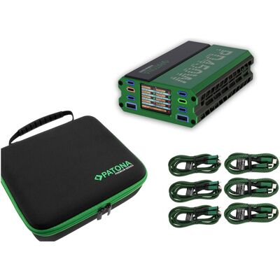 Patona PD USB-C Multiport Set (450 W, 9 Ports), USB Ladegerät, Grün, Schwarz Patona PD USB-C Multiport Set (450 W, 9 Ports), USB Ladegerät, Grün, Schwarz