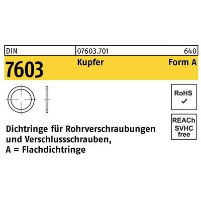Reyher, Fahrzeug Werkzeug, Flachdichtring DIN 7603 12 x15,5x1,5 Kupfer Reyher, Fahrzeug Werkzeug, Flachdichtring DIN 7603 12 x15,5x1,5 Kupfer