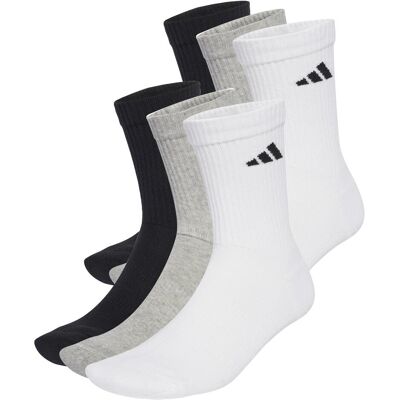Adidas Unisex, Sportsocken, Cushioned Crew (x6) (43 - 45), Weiss, Schwarz, Grau Adidas Unisex, Sportsocken, Cushioned Crew (x6) (43 - 45), Weiss, Schwarz, Grau