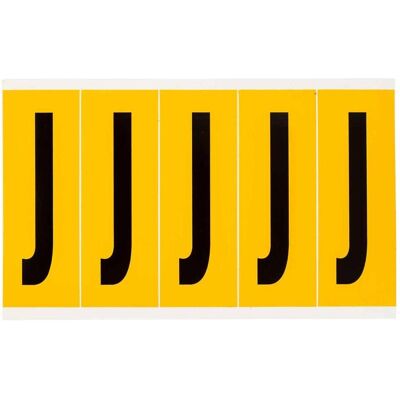 Brady, Etikettenrolle, B-946, 1560-J, Vinyl, Beschriftung: J, Schwarz auf Gelb, 44 x 127mm, Schrifthöhe 98mm(25 K. Brady, Etikettenrolle, B-946, 1560-J, Vinyl, Beschriftung: J, Schwarz auf Gelb, 44 x 127mm, Schrifthöhe 98mm(25 K.