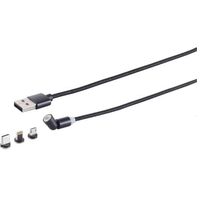 Shiverpeaks S/CONN maximum connectivity Universal--USB-A Magnetladekabel, 3in1, 540°, schwarz, 1m (1 m), USB Kabel Shiverpeaks S/CONN maximum connectivity Universal--USB-A Magnetladekabel, 3in1, 540°, schwarz, 1m (1 m), USB Kabel