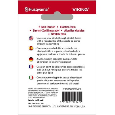 Husqvarna Zwillingsnadel Stretch 75/11, Breite 4,0 mm, Nadel Husqvarna Zwillingsnadel Stretch 75/11, Breite 4,0 mm, Nadel