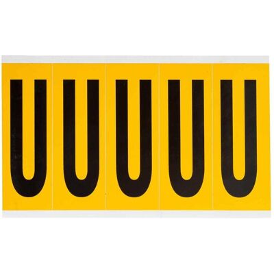 Brady, Etikettenrolle, B-946, 1560-U, Vinyl, Beschriftung: U, Schwarz auf Gelb, 44 x 127mm, Schrifthöhe 98mm(25 K. Brady, Etikettenrolle, B-946, 1560-U, Vinyl, Beschriftung: U, Schwarz auf Gelb, 44 x 127mm, Schrifthöhe 98mm(25 K.