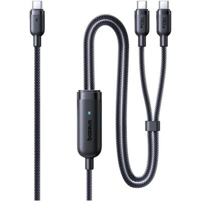 Baseus Kabel Flash 4 140W 2w1 USB-C do USB-C + USB-C 1.5 m - czarny (1.50 m, 140 W), USB Kabel Baseus Kabel Flash 4 140W 2w1 USB-C do USB-C + USB-C 1.5 m - czarny (1.50 m, 140 W), USB Kabel