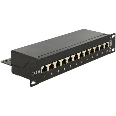 Delock Patch Panel RJ-45 X 12, Server Zubehör, Schwarz Delock Patch Panel RJ-45 X 12, Server Zubehör, Schwarz