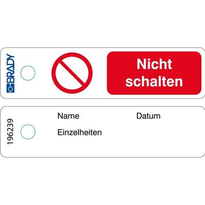 Brady, Sicherheitskennzeichnung, Mini-Anhänger - Do Not Operate (nicht einschalten), Polyester, Schwarz & Rot auf Weiss, 100 x Brady, Sicherheitskennzeichnung, Mini-Anhänger - Do Not Operate (nicht einschalten), Polyester, Schwarz & Rot auf Weiss, 100 x