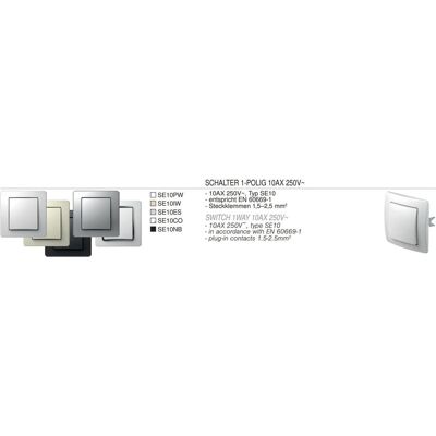 TEM Serie Ekonomik SWITCH 1WAY10AX 250V NB, Schalter + Taster, Weiss TEM Serie Ekonomik SWITCH 1WAY10AX 250V NB, Schalter + Taster, Weiss