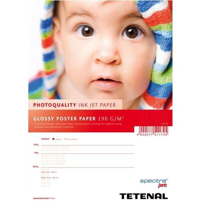 Tetenal, Plotterpapier, 190 gram glossy poster paper 106,7cm x 60m (190 g/m², 6000 cm, 106.70 cm) Tetenal, Plotterpapier, 190 gram glossy poster paper 106,7cm x 60m (190 g/m², 6000 cm, 106.70 cm)