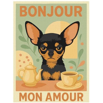 Ideyka Malen nach Zahlen - Poster „Morgen mit einem Chihuahua“ Ideyka Malen nach Zahlen - Poster „Morgen mit einem Chihuahua“