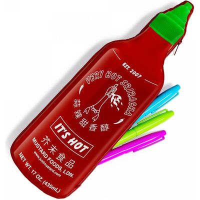 Mustard, Etui, - Sriracha Pencil Case - Red - 8 inches height x 3 inches diameter Mustard, Etui, - Sriracha Pencil Case - Red - 8 inches height x 3 inches diameter
