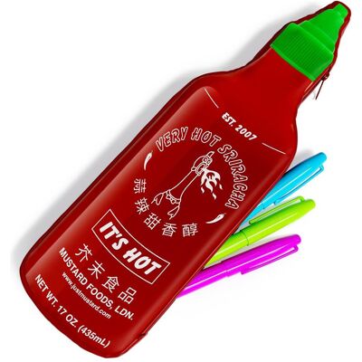 Mustard, Etui, - Sriracha Pencil Case - Red - 8 inches height x 3 inches diameter Mustard, Etui, - Sriracha Pencil Case - Red - 8 inches height x 3 inches diameter