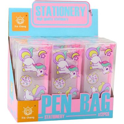 Lean Toys, Etui, Federmäppchen Schulset Transparent Donut Einhörner 20 x 8,5 x 4cm Lean Toys, Etui, Federmäppchen Schulset Transparent Donut Einhörner 20 x 8,5 x 4cm