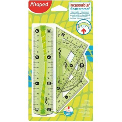 Maped, Lineal, Geometrie-Set Mini Flex, bruchfest, 4-teilig (15 cm, Kunststoff) Maped, Lineal, Geometrie-Set Mini Flex, bruchfest, 4-teilig (15 cm, Kunststoff)