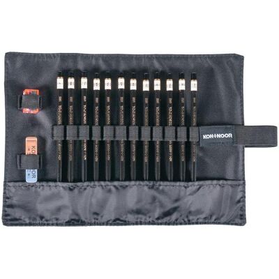 Koh-i-Noor, Bleistift, Bleistiftset im schwarzen Federmäppchen 8B-2H 12-tlg (2H, 8B, 12x) Koh-i-Noor, Bleistift, Bleistiftset im schwarzen Federmäppchen 8B-2H 12-tlg (2H, 8B, 12x)