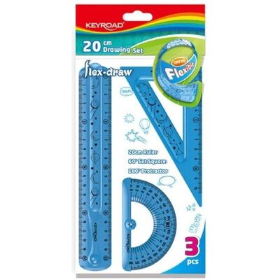 Keyroad, Lineal, Flex-draw-geometrie-set, mit grafiken, anhänger, farbmischung (14 cm) Keyroad, Lineal, Flex-draw-geometrie-set, mit grafiken, anhänger, farbmischung (14 cm)