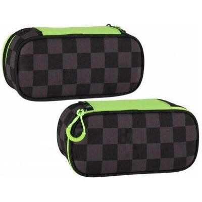 Starpak, Etui, Federmäppchen, ovale Tasche, 1 Reissverschluss, schwarzes Schachbrettmuster Starpak, Etui, Federmäppchen, ovale Tasche, 1 Reissverschluss, schwarzes Schachbrettmuster