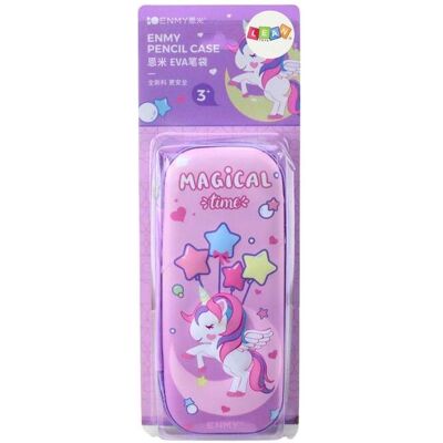 Lean Toys, Etui, 3D-Einhorn-Federmäppchen, aufklappbar, lila, 23x10cm Lean Toys, Etui, 3D-Einhorn-Federmäppchen, aufklappbar, lila, 23x10cm