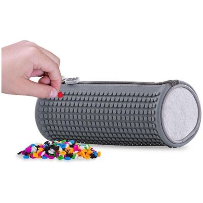 Cass, Etui, Case Rundes Federmäppchen mit Reissverschluss und grauem Panel Cass, Etui, Case Rundes Federmäppchen mit Reissverschluss und grauem Panel