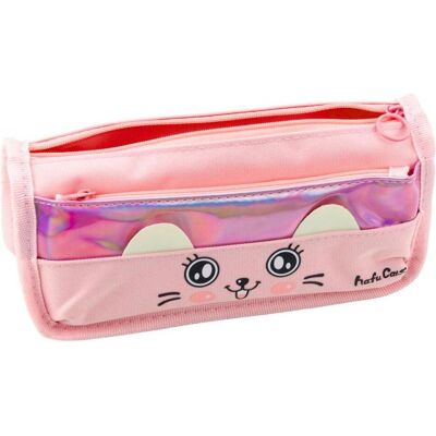 Lean Toys, Etui, Federmäppchen für die Schule mit Katze, zwei Taschen, Rosa, 21,5 cm Lean Toys, Etui, Federmäppchen für die Schule mit Katze, zwei Taschen, Rosa, 21,5 cm
