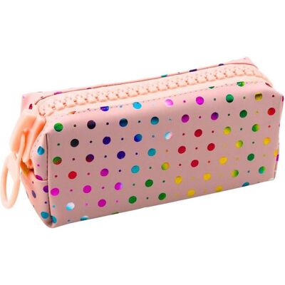 Lean Toys, Etui, Federmäppchen für die Schule, Organizer, bunte Punkte, gross, Reissverschluss, Rosa Lean Toys, Etui, Federmäppchen für die Schule, Organizer, bunte Punkte, gross, Reissverschluss, Rosa