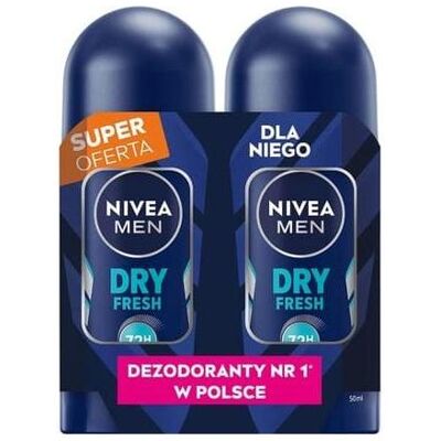 NIVEA, Deo, Men Antiperspirant Rollon Dry Fresh Duo 2x50 Ml (Roll-on, 100 ml) NIVEA, Deo, Men Antiperspirant Rollon Dry Fresh Duo 2x50 Ml (Roll-on, 100 ml)