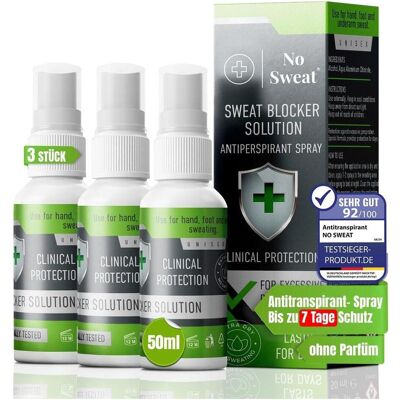 No Sweat, Deo, Antitranspirant Spray 50 ml – Extra Stark, 7 Tage Schutz gegen Schwitzen x3 (Crème, Spray, 50 ml) No Sweat, Deo, Antitranspirant Spray 50 ml – Extra Stark, 7 Tage Schutz gegen Schwitzen x3 (Crème, Spray, 50 ml)