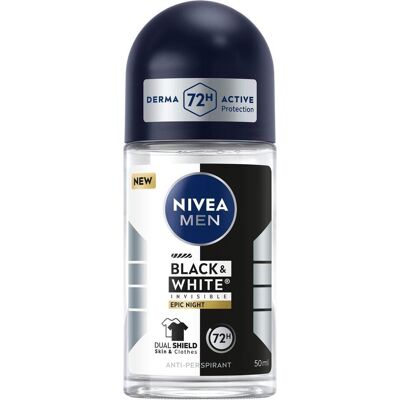 NIVEA, Deo, Men Rollon Antiperspirant Black & White Epic Night 50 Ml (Roll-on, 50 ml) NIVEA, Deo, Men Rollon Antiperspirant Black & White Epic Night 50 Ml (Roll-on, 50 ml)
