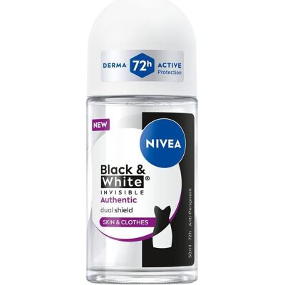 NIVEA, Deo, Authentic Rollon Deodorant Black & White 50 Ml (Roll-on, 50 ml) NIVEA, Deo, Authentic Rollon Deodorant Black & White 50 Ml (Roll-on, 50 ml)