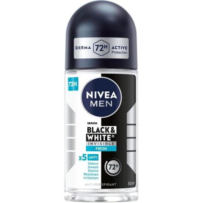 Nivea, Deo, MEN Schwarz-Weiss „Invisible Fresh“ Antitranspirant-Roll-on 50 ml (Roll-on, 50 ml) Nivea, Deo, MEN Schwarz-Weiss „Invisible Fresh“ Antitranspirant-Roll-on 50 ml (Roll-on, 50 ml)