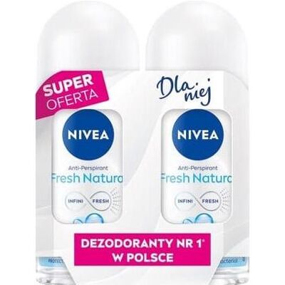 NIVEA, Deo, Fresh Natural Women's Rollon Antiperspirant Duo 2x50 Ml (Roll-on, 100 ml) NIVEA, Deo, Fresh Natural Women's Rollon Antiperspirant Duo 2x50 Ml (Roll-on, 100 ml)