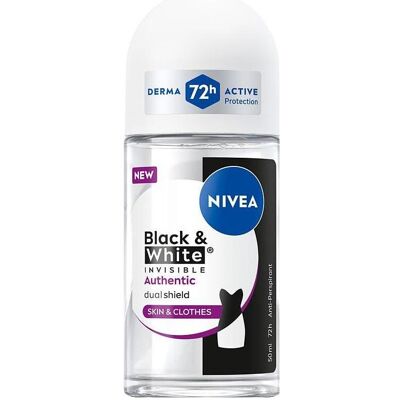 NIVEA, Deo, Black & White Authentic Deodorant Rollon 50ml (Roll-on, 50 ml) NIVEA, Deo, Black & White Authentic Deodorant Rollon 50ml (Roll-on, 50 ml)