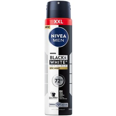 NIVEA, Deo, NIVEA Men Black&,White Invisible Epic Night antyperspirant w sprayu 72h 250ml (Spray, 250 ml) NIVEA, Deo, NIVEA Men Black&,White Invisible Epic Night antyperspirant w sprayu 72h 250ml (Spray, 250 ml)