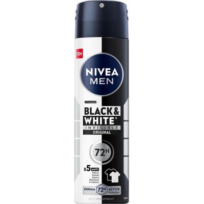 NIVEA, Deo, MEN Black & White Invisible Antyperspirant w sprayu dla mężczyzn Original 150 ml (Spray, 150 ml) NIVEA, Deo, MEN Black & White Invisible Antyperspirant w sprayu dla mężczyzn Original 150 ml (Spray, 150 ml)