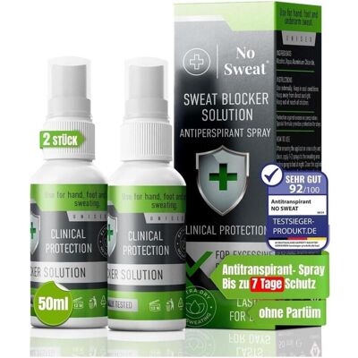 No Sweat, Deo, Antitranspirant Spray 50 ml – Extra Stark, 7 Tage Schutz gegen Schwitzen x2 (Spray, 50 ml) No Sweat, Deo, Antitranspirant Spray 50 ml – Extra Stark, 7 Tage Schutz gegen Schwitzen x2 (Spray, 50 ml)