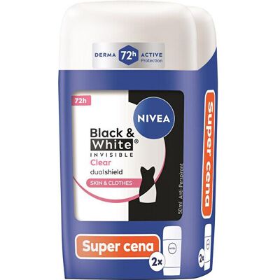 NIVEA, Deo, B&W Invisible Clear Duo solid antiperspirant set 2 x 50 ml (Stick) NIVEA, Deo, B&W Invisible Clear Duo solid antiperspirant set 2 x 50 ml (Stick)
