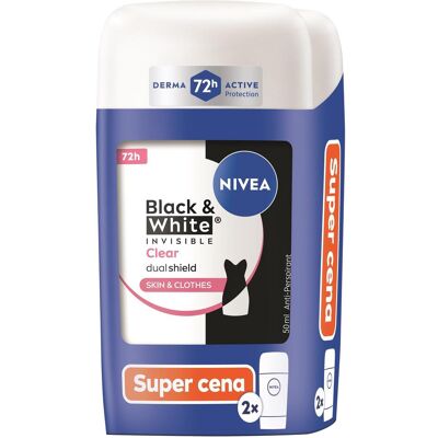 Nivea, Deo, B&W Invisible Clear Duo Solid Antitranspirant-Set, 2 x 50 ml (Roll-on, 50 ml) Nivea, Deo, B&W Invisible Clear Duo Solid Antitranspirant-Set, 2 x 50 ml (Roll-on, 50 ml)