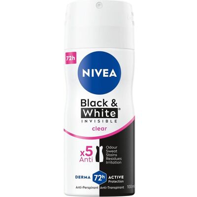 NIVEA, Deo, Antitranspirantspray Invisible Black & White Clear (Antitranspirant) 100 ml (Spray, 100 ml) NIVEA, Deo, Antitranspirantspray Invisible Black & White Clear (Antitranspirant) 100 ml (Spray, 100 ml)