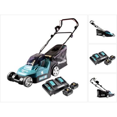 Makita, Rasenmäher, DLM 382 CT2 Akku Rasenmäher 36 V ( 2x 18 V ) 38 cm 40 l + 2x Akku 5,0 Ah + Doppelladegerät Makita, Rasenmäher, DLM 382 CT2 Akku Rasenmäher 36 V ( 2x 18 V ) 38 cm 40 l + 2x Akku 5,0 Ah + Doppelladegerät