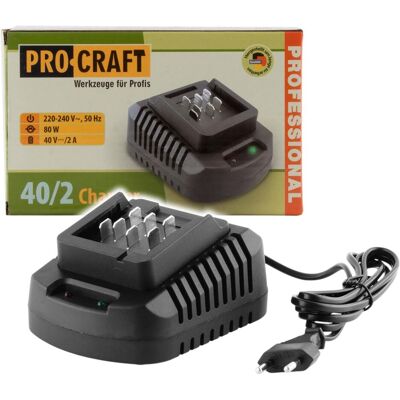 Procraft, Werkzeugakku + Ladegerät, 40/2 Ladegerät 2,0 A Ladestrom für 20/40 Akkus Procraft, Werkzeugakku + Ladegerät, 40/2 Ladegerät 2,0 A Ladestrom für 20/40 Akkus
