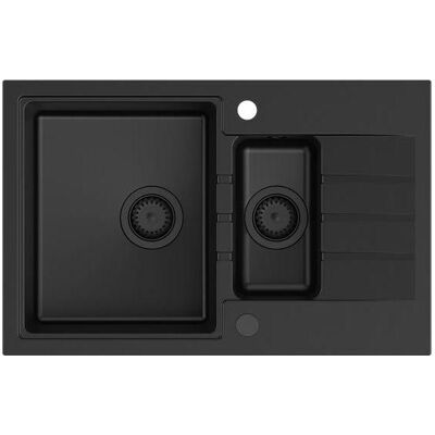 Quadron, Spülbecken, PETER 156 Küchenspüle aus reinem Carbon, 1,5-Becken-Granitspüle mit (50 cm) Quadron, Spülbecken, PETER 156 Küchenspüle aus reinem Carbon, 1,5-Becken-Granitspüle mit (50 cm)