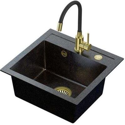 Steiner, Waschbecken, ART JOHNNY 110 (50x47x18,5) Steingran Art Gold Black Pearl with Hand Trap, Maggie PVD Tap and Plug - (470 mm, 500 mm) Steiner, Waschbecken, ART JOHNNY 110 (50x47x18,5) Steingran Art Gold Black Pearl with Hand Trap, Maggie PVD Tap and Plug - (470 mm, 500 mm)