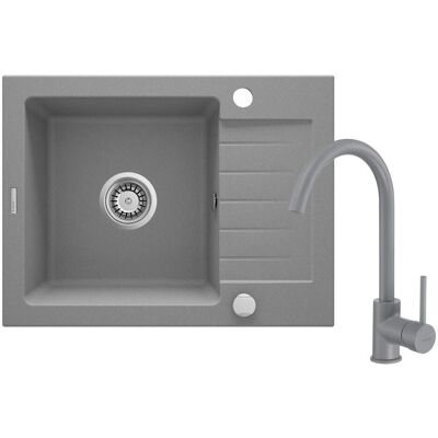Spülbecken, Granitspüle mit 1-Becken-Armatur mit Abtropffläche (Einbauspüle) Spülbecken, Granitspüle mit 1-Becken-Armatur mit Abtropffläche (Einbauspüle)